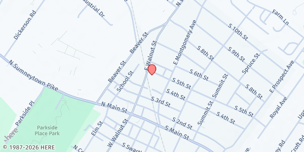 Map showing Cornucopia Cupboard at 499 East Walnut Street, North Wales, PA