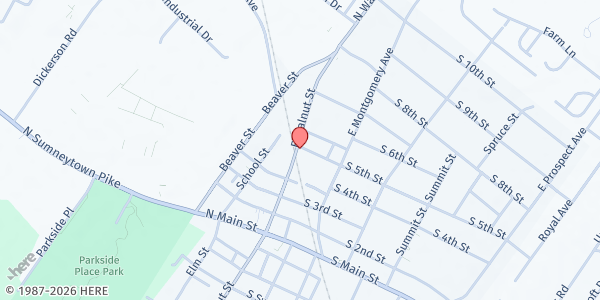 Map showing Lamb Cornucopia Cupboard at 499 E Walnut Street, North Wales, PA