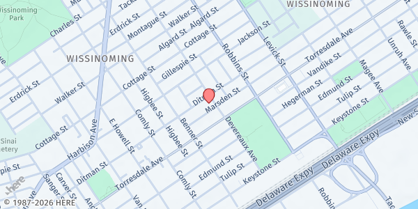 Map showing Bless Philadelphia Food Pantry at 4610 Devereaux Street, Northeast Philadelphia, PA