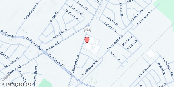 Map showing George Washington High School Pantry at 10175 Bustleton Avenue, Northeast Philadelphia, PA