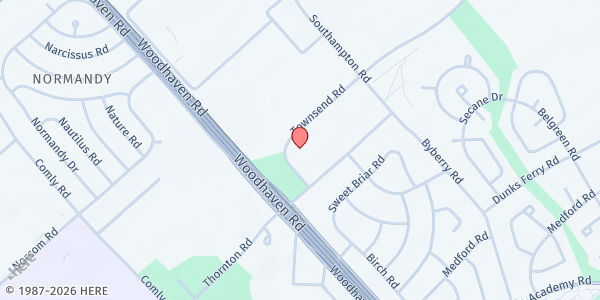 Map showing Holy Redeemer Food Pantry of PA at 12265 Townsend Road, Northeast Philadelphia, PA