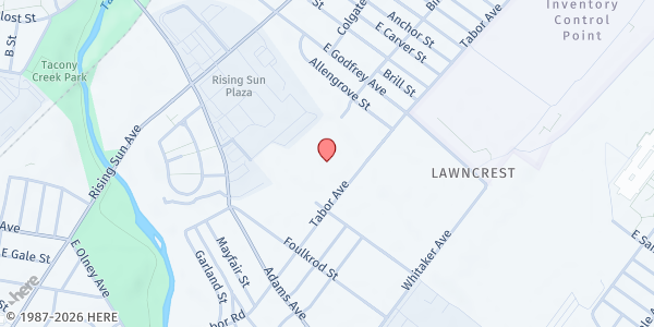 Map showing Iglesia Cristiana Avivamiento at 5500 Tabor Avenue, Northeast Philadelphia, PA