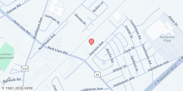 Map showing Mitzvah Food Program Northeast - Northeast Philadelphia at 10100 Jamison Avenue, Northeast Philadelphia, PA