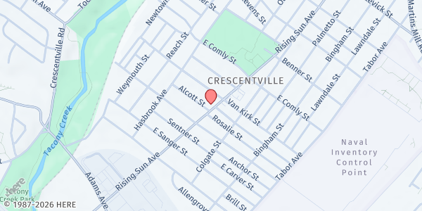 Map showing Salvation Army - Citadel at 5830 Rising Sun Avenue, Northeast Philadelphia, PA