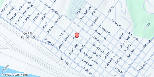 Map showing Reaching Out Food Pantry at 300 6th St., Northumberland, PA