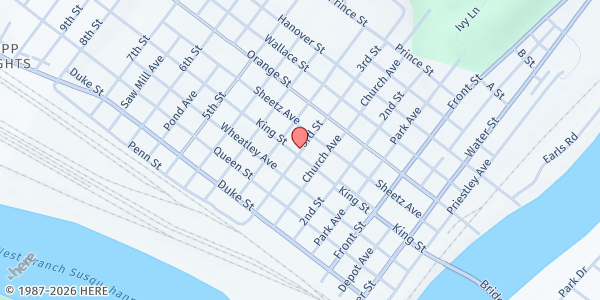 Map showing Reaching Out Food Pantry at 300 6TH STREET, Northumberland, PA