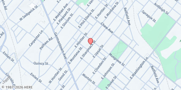 Map showing American Legion - Col Charles Young Post #682 at 159 East Sharpnack Street, Northwest Philadelphia, PA