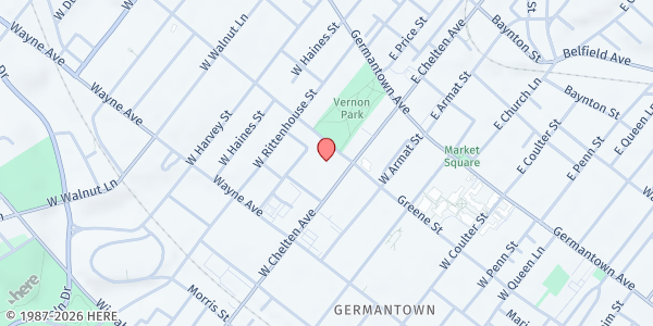 Map showing Germantown Life Enrichment Center at 5722 Greene Street, Northwest Philadelphia, PA