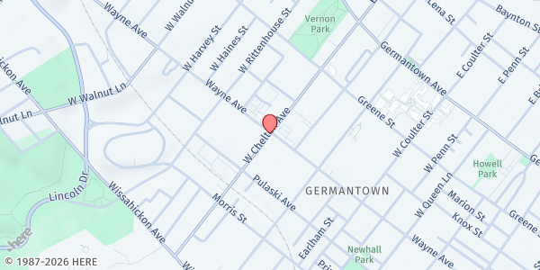 Map showing Germantown SDA Church at West Chelten Avenue, Northwest Philadelphia, PA