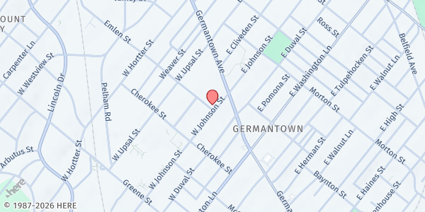 Map showing Grace Community Christian Center at 25 West Johnson Street, Northwest Philadelphia, PA