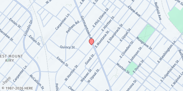Map showing Grocery Outlet - Mt. Airy at 25 West Hortter Street, Northwest Philadelphia, PA