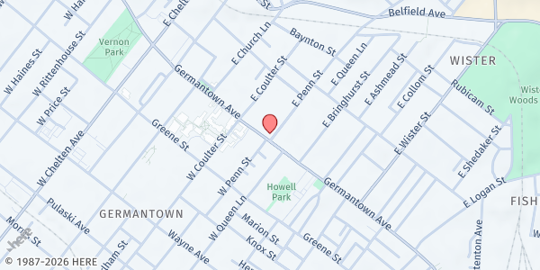 Map showing Holsey Temple C.M.E. Church at 5305 Germantown Avenue, Northwest Philadelphia, PA