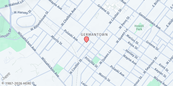 Map showing Mama-Tee.com Community Fridge at 234 Winona Street, Northwest Philadelphia, PA