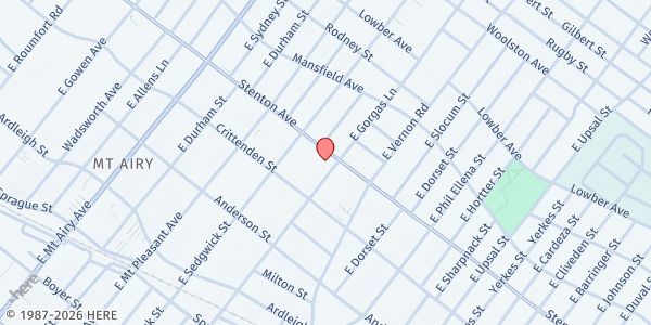 Map showing Mt. Airy Community Fridge at 6900 Stenton Avenue, Northwest Philadelphia, PA