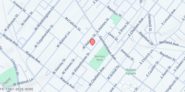 Map showing Mt. Zion Baptist Church of Germantown at 41 West Rittenhouse Street, Northwest Philadelphia, PA