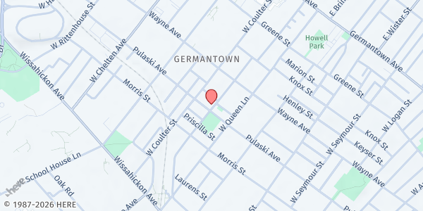 Map showing Pentecostal Faith Assembly Church at 5347 Pulaski Avenue, Northwest Philadelphia, PA