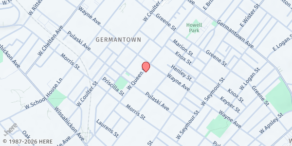 Map showing Playstreet 200 W. Queen Lane (Summer Meal Site) at 224 West Queen Lane, Northwest Philadelphia, PA