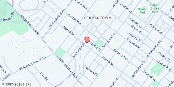 Map showing WISSAHICKON BOYS & GIRLS CLUB (Summer Meal Site) at 328 West Coulter Street, Northwest Philadelphia, PA