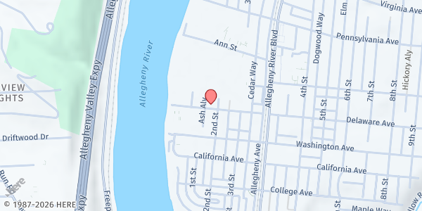 Map showing Riverview Community Action Corporation at 501 2nd St., Oakmont, PA