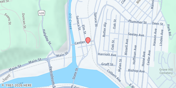 Map showing Community Services-Venango at 203 Center St, Oil City, PA