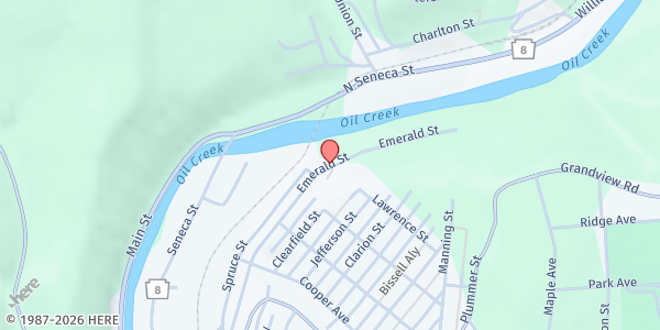 Map showing St Elizabeth Center at 311 Emerald St, Oil City, PA