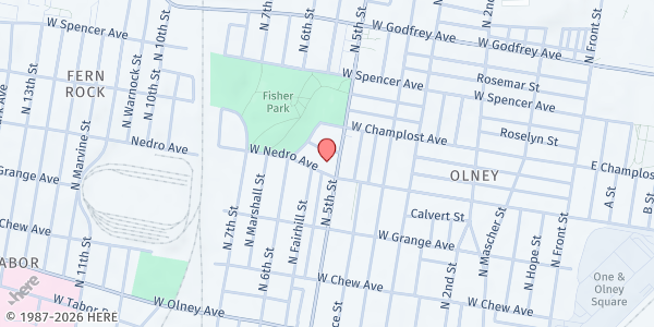 Map showing ST. PAUL'S EVANGELICAL LUTHERAN CHURCH at 5900 North 5th Street, Olney, PA