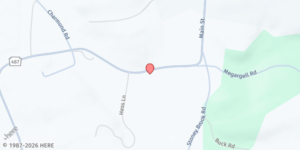 Map showing John Buck Memorial Community Food Bank at 2030 PA-487, Orangeville, PA