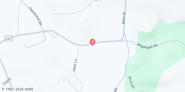 Map showing John Buck Memorial Food Bank at 2030 PA-487, Orangeville, PA