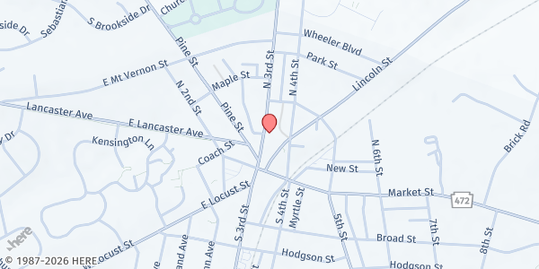Map showing Oxford Area Neighborhood Services Center at 35 N. 3rd St., Oxford, PA
