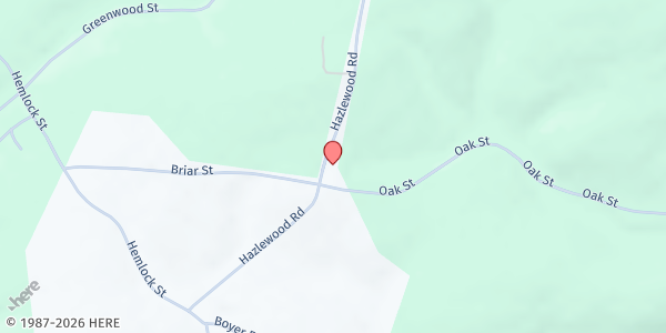 Map showing Blue Mountain Community Church at 25 Oak St, Palmerton, PA