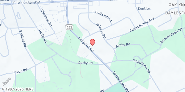 Map showing Saint Norbert Parish at 50 Leopard Road, Paoli, PA