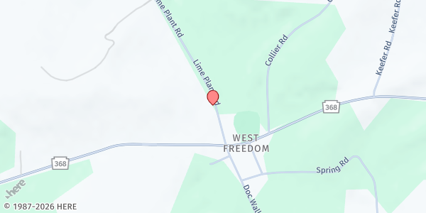 Map showing Perry Township Community Food Bank at 3314 Lime Plant Rd., Parker, PA