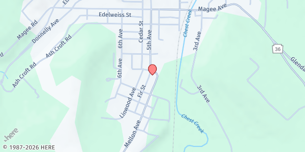 Map showing SVDP Queen of Peace Food Pantry at 907 6th Ave., Patton, PA