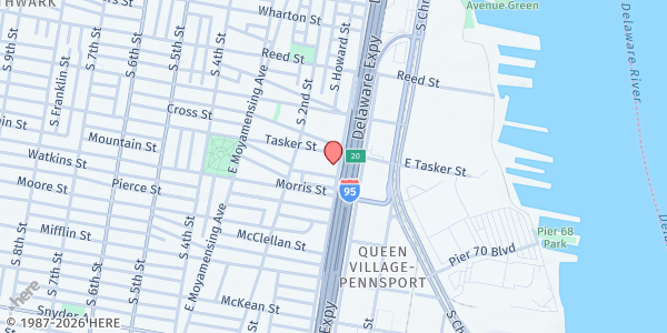 Map showing Garces Foundation Food Pantry at 1612 South Front Street, Pennsport, PA