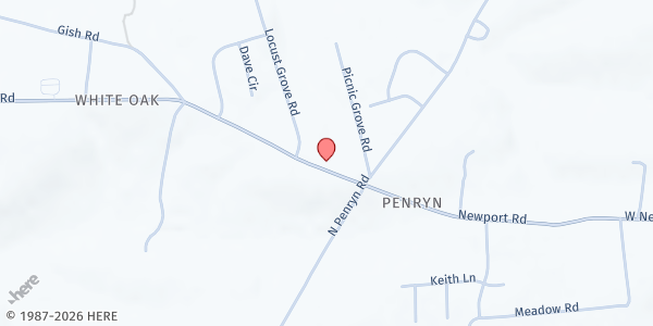 Map showing St. Paul Penryn Lutheran Church at 1258 Newport Road, Penryn, PA
