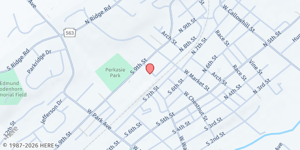 Map showing Pennridge Fish Organization at 800 West Chestnut Street, Perkasie, PA