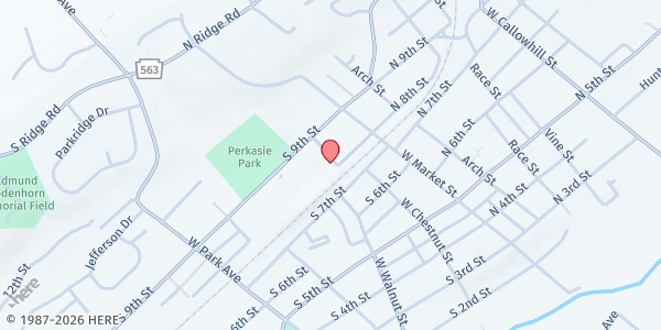 Map showing Pennridge FISH Organization Inc at 800 W Chestnut St, Perkasie, PA