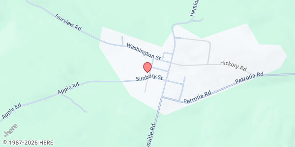 Map showing Petroleum Valley Food Cupboard at 120 Chestnut St., Petrolia, PA