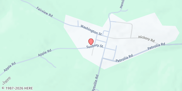 Map showing Petroleum Valley Food Cupboard - Food Distribution Center at 106 Chestnut St, Petrolia, PA