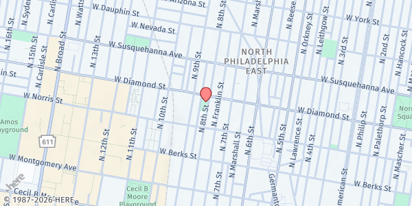 Map showing 8th & Diamond Playground at 2032 N. 8th St., Philadelphia, PA