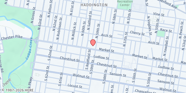 Map showing Achieveablility - Market Street Location at 5901 Market St, Philadelphia, PA