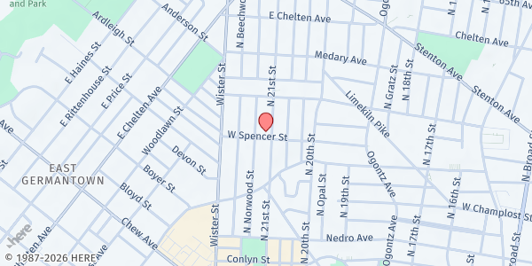 Map showing Adelaide Educational Center at 6100 N. 21st St., Philadelphia, PA