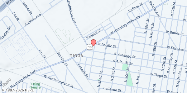 Map showing Allegheny West at 3101 N 22nd St, Philadelphia, PA