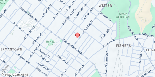 Map showing Anchor of Hope at 53 E. Wister St., Philadelphia, PA