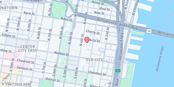Map showing Arch Street Meeting House at 320 Arch Street, Philadelphia, PA