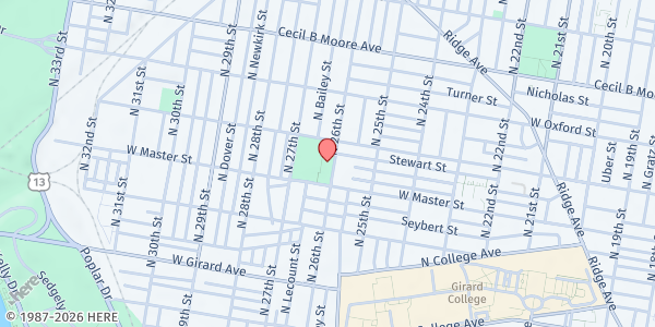 Map showing Athletic Recreation Center at 1400 N. 26TH ST., Philadelphia, PA