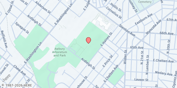 Map showing Awbury Playground - Summer Meal Site at 6101 Ardleigh St., Philadelphia, PA