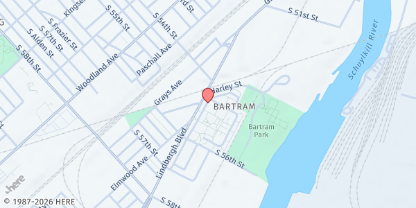 Map showing Bartam Village at 5409 Gibson Dr, Philadelphia, PA