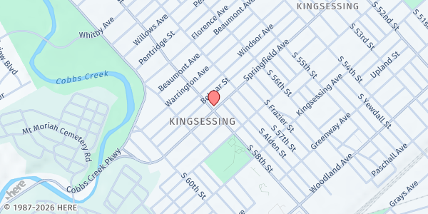 Map showing Berry Long United Methodist Church at 1745 South 58th St, Philadelphia, PA