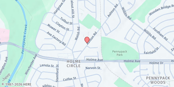 Map showing Bethany AME Church at 8898 Ashton Road, Philadelphia, PA